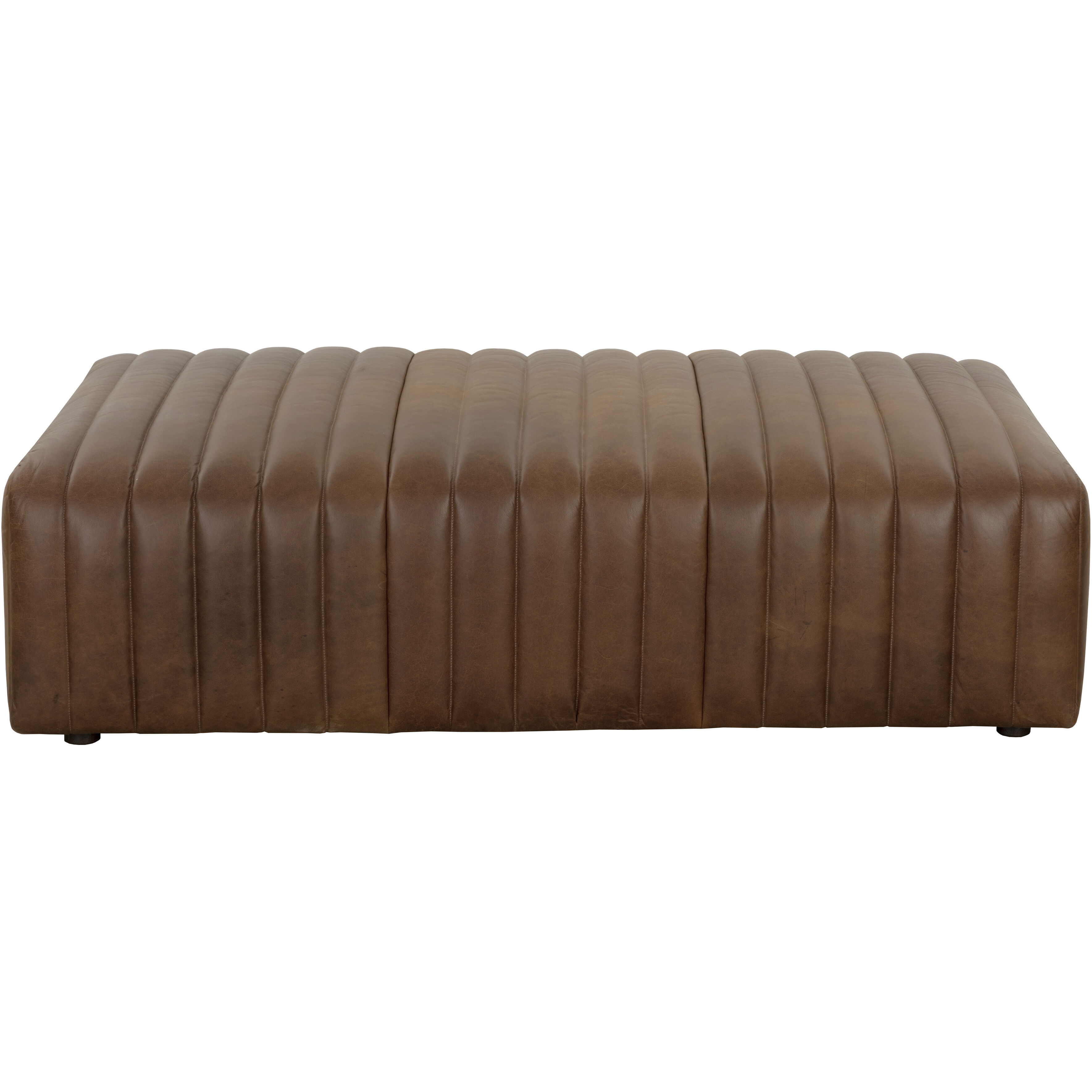Lewin 17 inch Lucia Tobacco Leather Ottoman